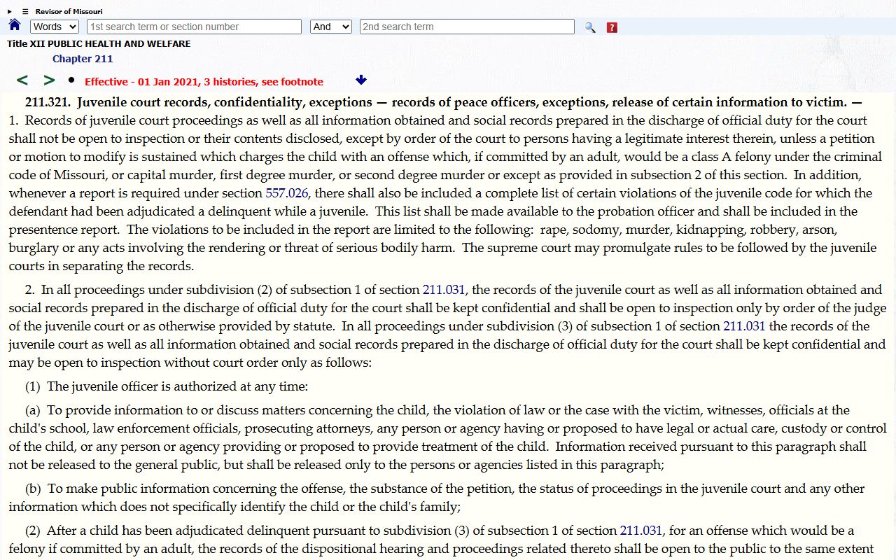 Harrison County court dockets juvenile court record confidentiality statute