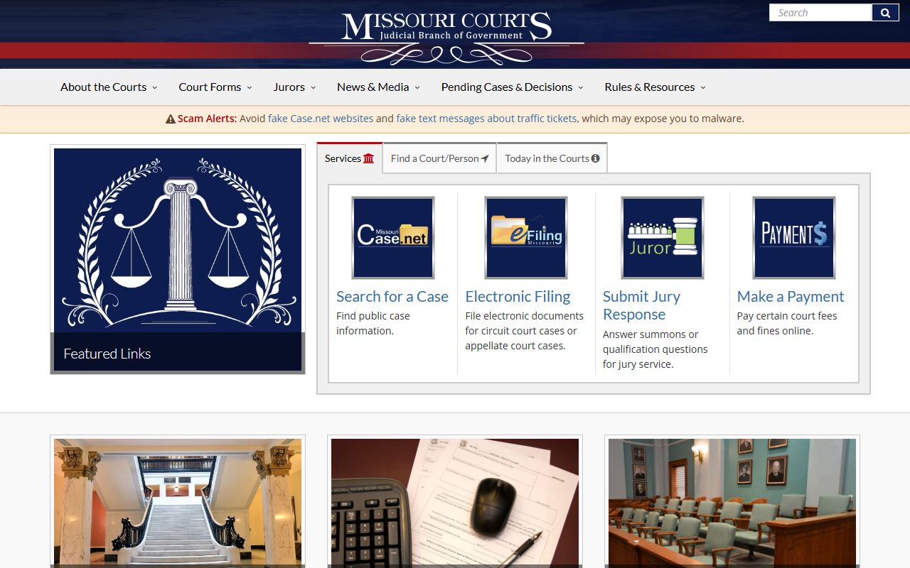 Harrison County court records Missouri Judiciary access page