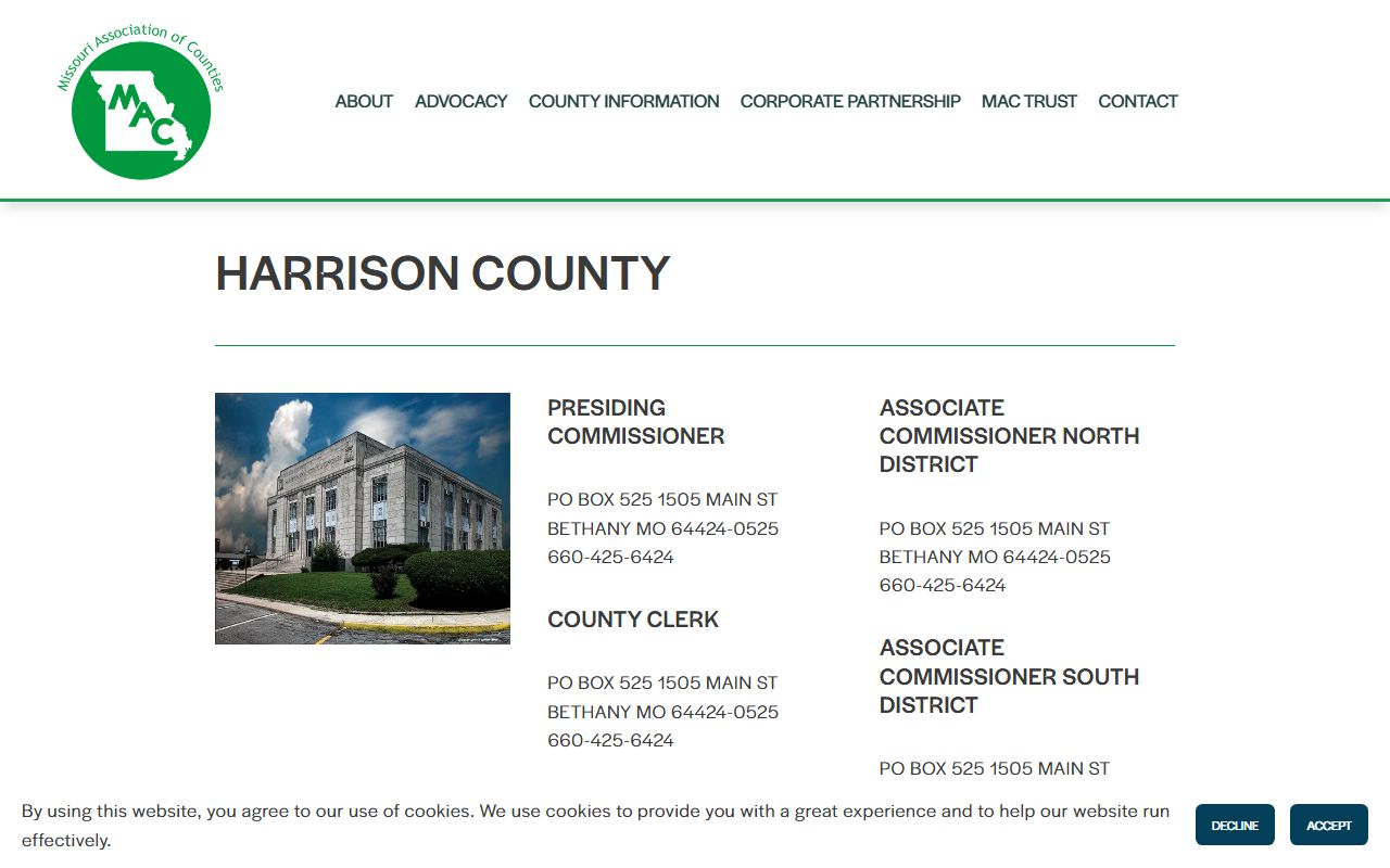 Harrison County court records office roster